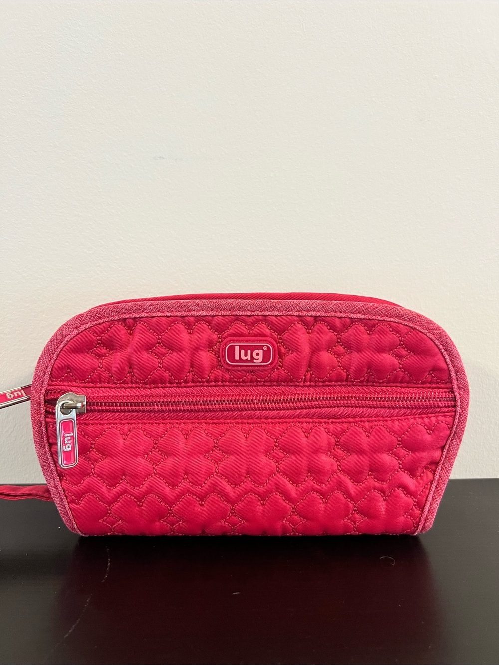 LUG Quilted Pink Jewlery Pouch with Wrist Strap